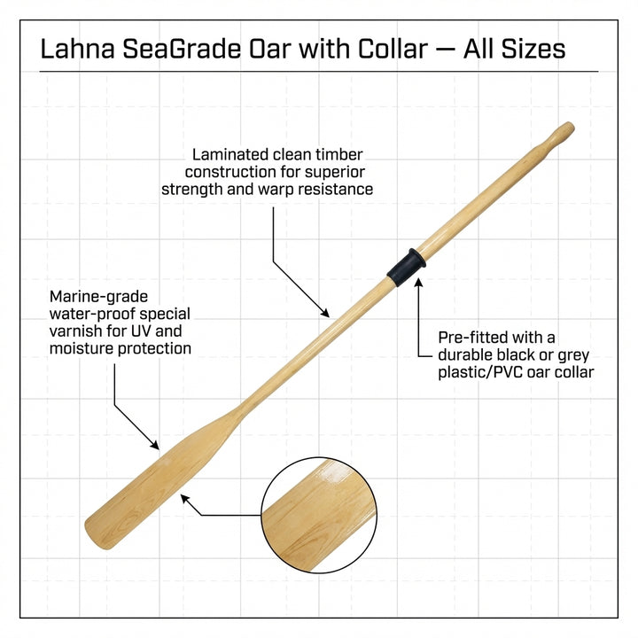 Lahnakoski Seagrade Laminated Wooden Oars with Collar - Marine Dinghy Rowboat