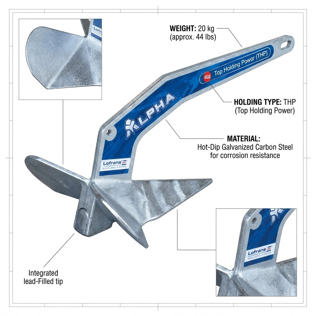Lofrans' Anchor ALPHA THP 20 kg Hot-Dip Galvanised | 4Boats