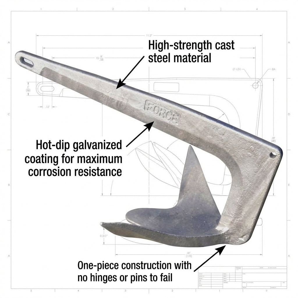 Galvanized Force-Type Bruce Style Claw Anchor Boat Marine 2kg 5kg 7.5kg 10kg