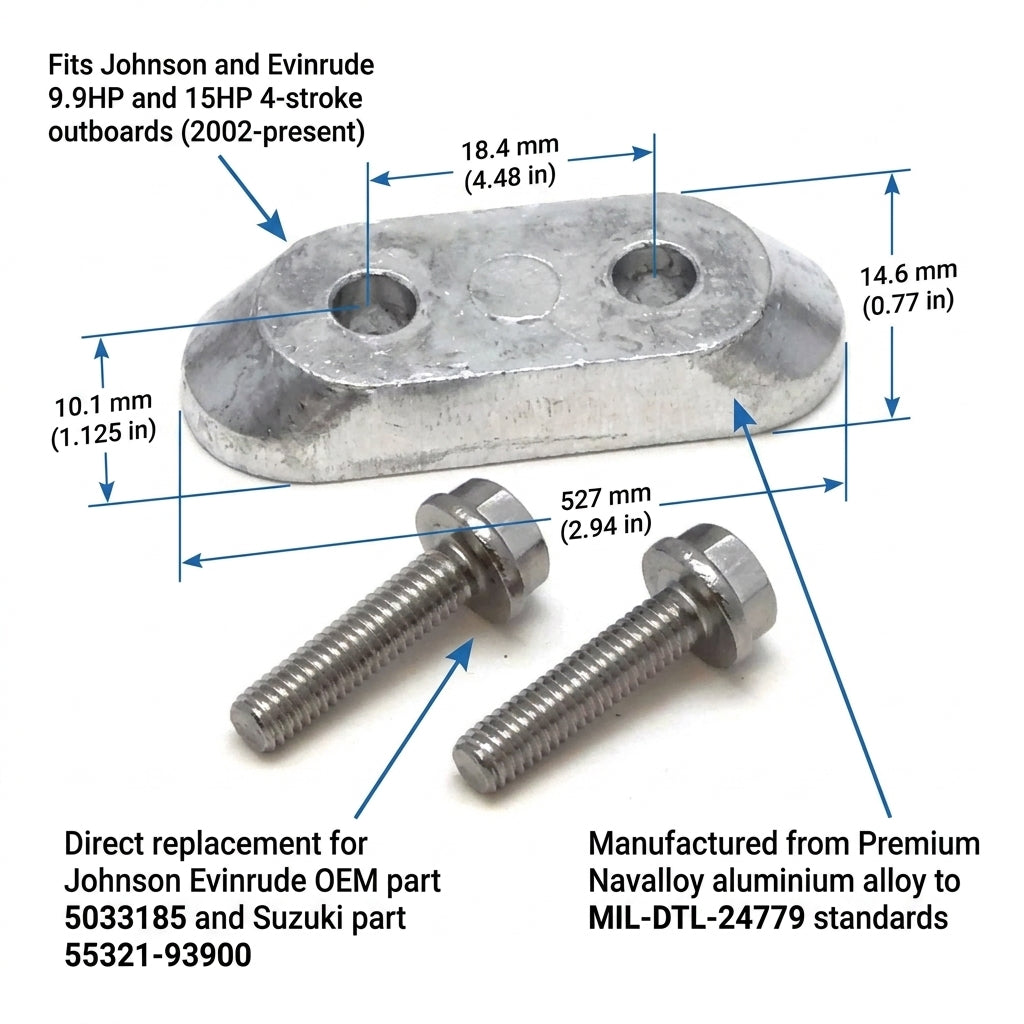 Aluminium Anode for Johnson Evinrude 9.9HP 15HP 4-Stroke Outboard 2002-Up AN221