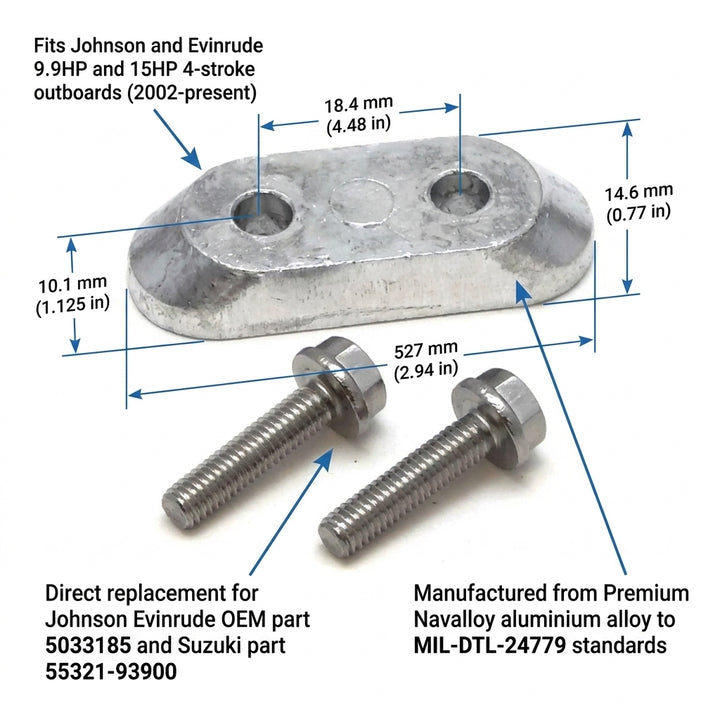 Aluminium Anode for Johnson Evinrude 9.9HP 15HP 4-Stroke Outboard 2002-Up AN221