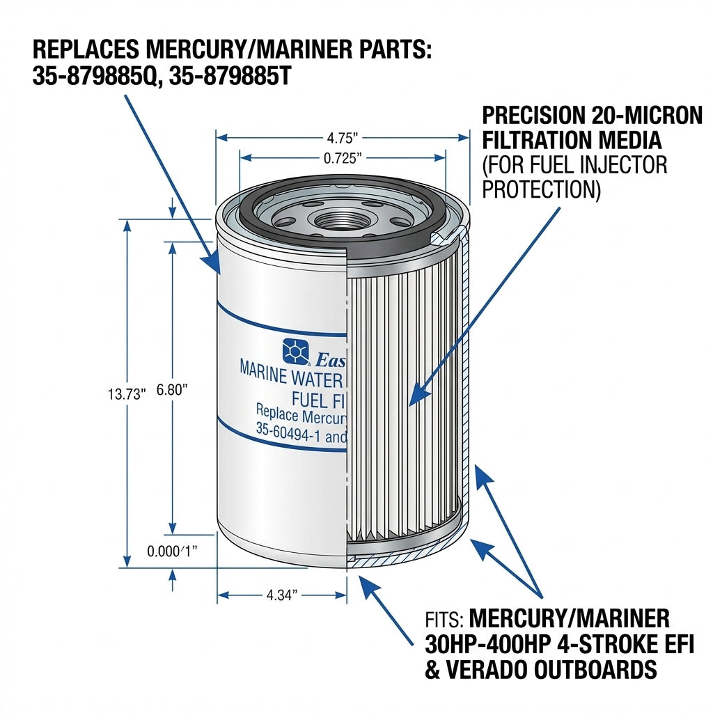 Fuel Filter Water Separator for Mercury Mercruiser Quicksilver 35-807172 18-7944