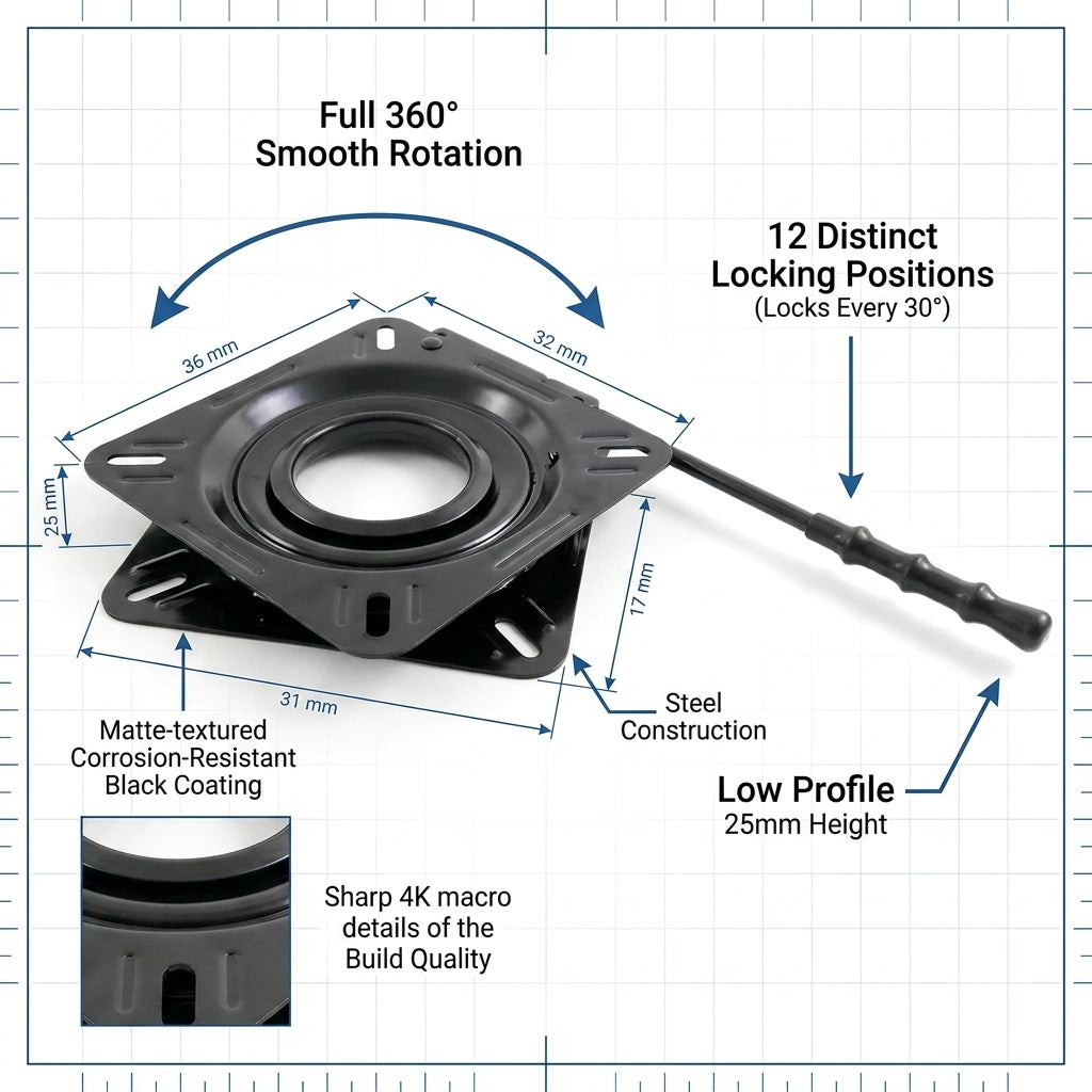 Talamex Swivel Seat Base Coated Black With Lock 360 Rotation 12 Position 75889016