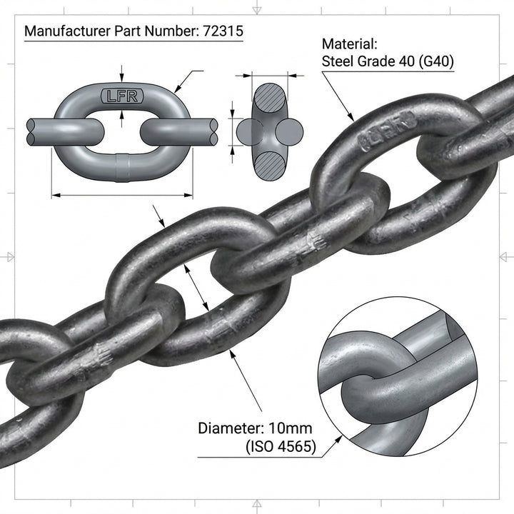 Lofrans 10mm ISO 4565 Galvanized Anchor Chain G40 Calibrated Marine  100M