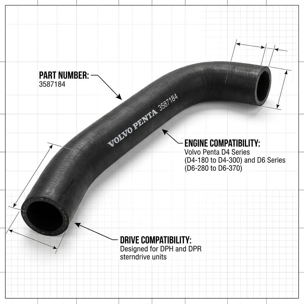 Volvo Penta D4 & D6 Hose 3587184, Exhaust Elbow to DPH Exhaust