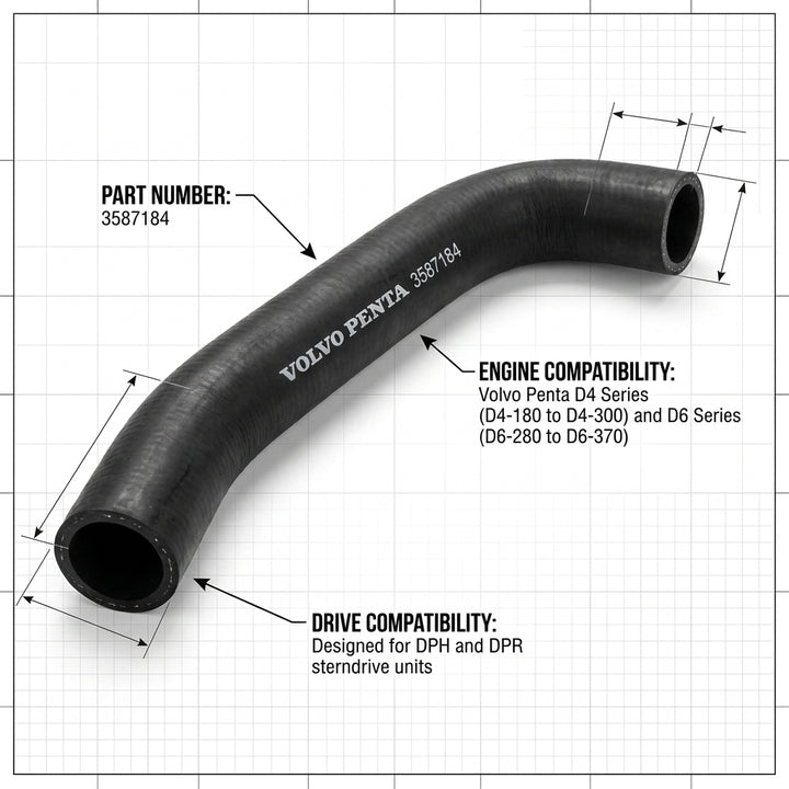 Volvo Penta D4 & D6 Hose 3587184, Exhaust Elbow to DPH Exhaust