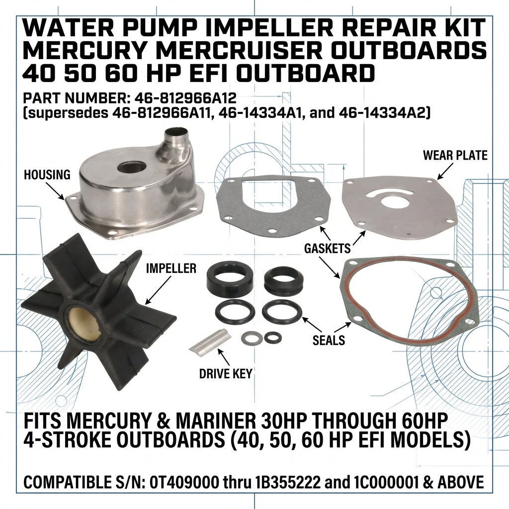 Mercury Mariner Water Pump Housing Kit 75-125HP V6 Alpha 1 Gen 2 46-817275A2