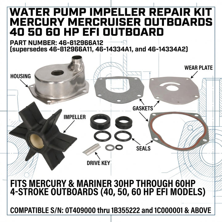 Mercury Mariner Water Pump Housing Kit 75-125HP V6 Alpha 1 Gen 2 46-817275A2