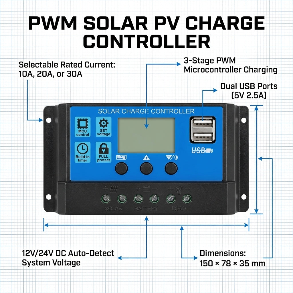 PWM Solar PV Charge Controller 10A/20A/30A | 4Boats