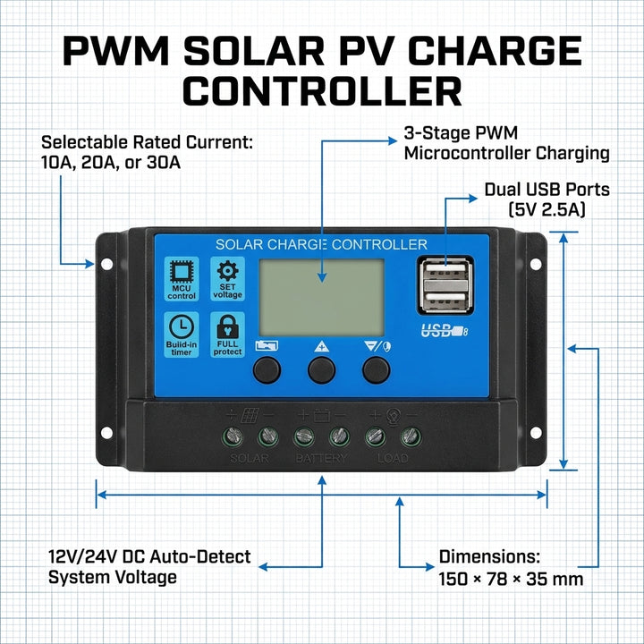 PWM Solar PV Charge Controller 10A/20A/30A | 4Boats