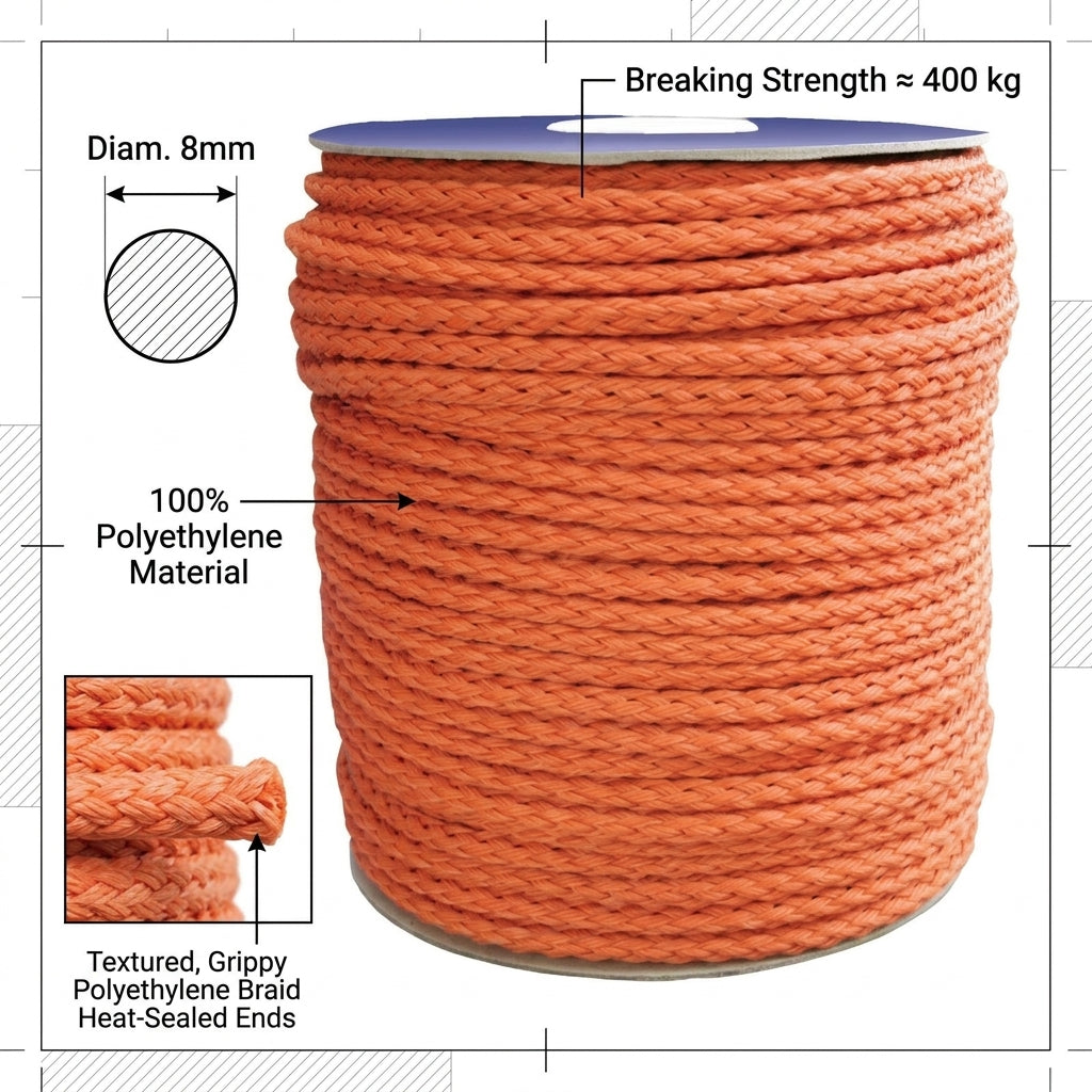 Lalizas Cabo Floating Rope 8mm Orange Marine Safety Line Lifebuoy MOB SKU 70260