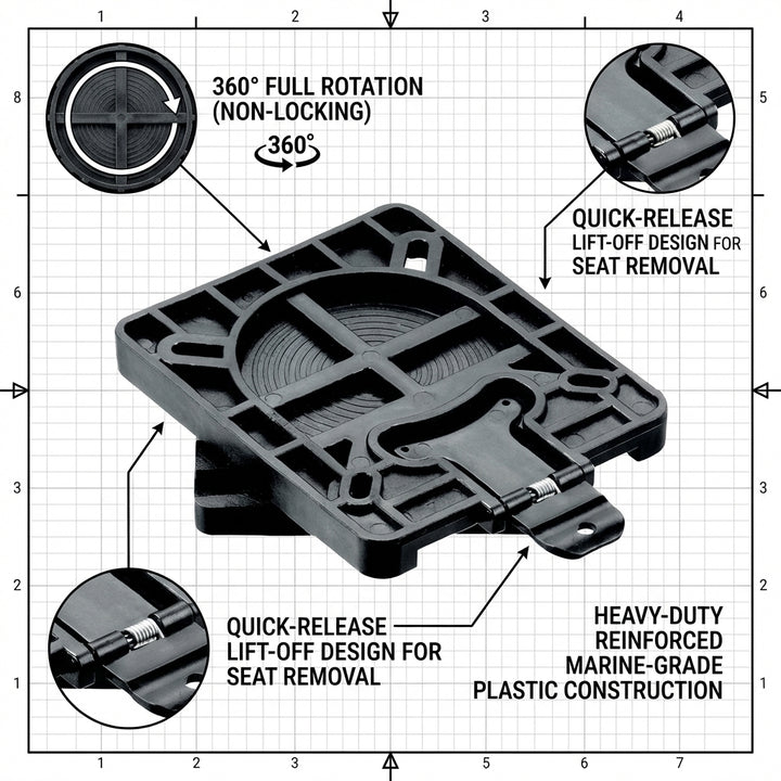 Talamex Swivel Seat Removable Base - 360° Rotation | 4Boats