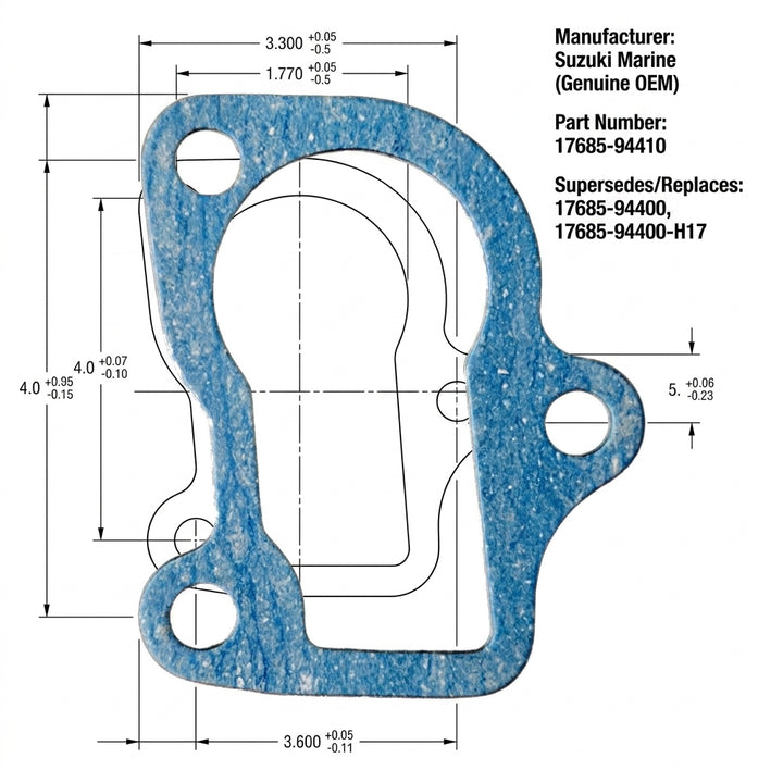 Suzuki Outboard Thermostat Cover Gasket 17685-94410 DT40 DT50 DT55 DT60 DT65