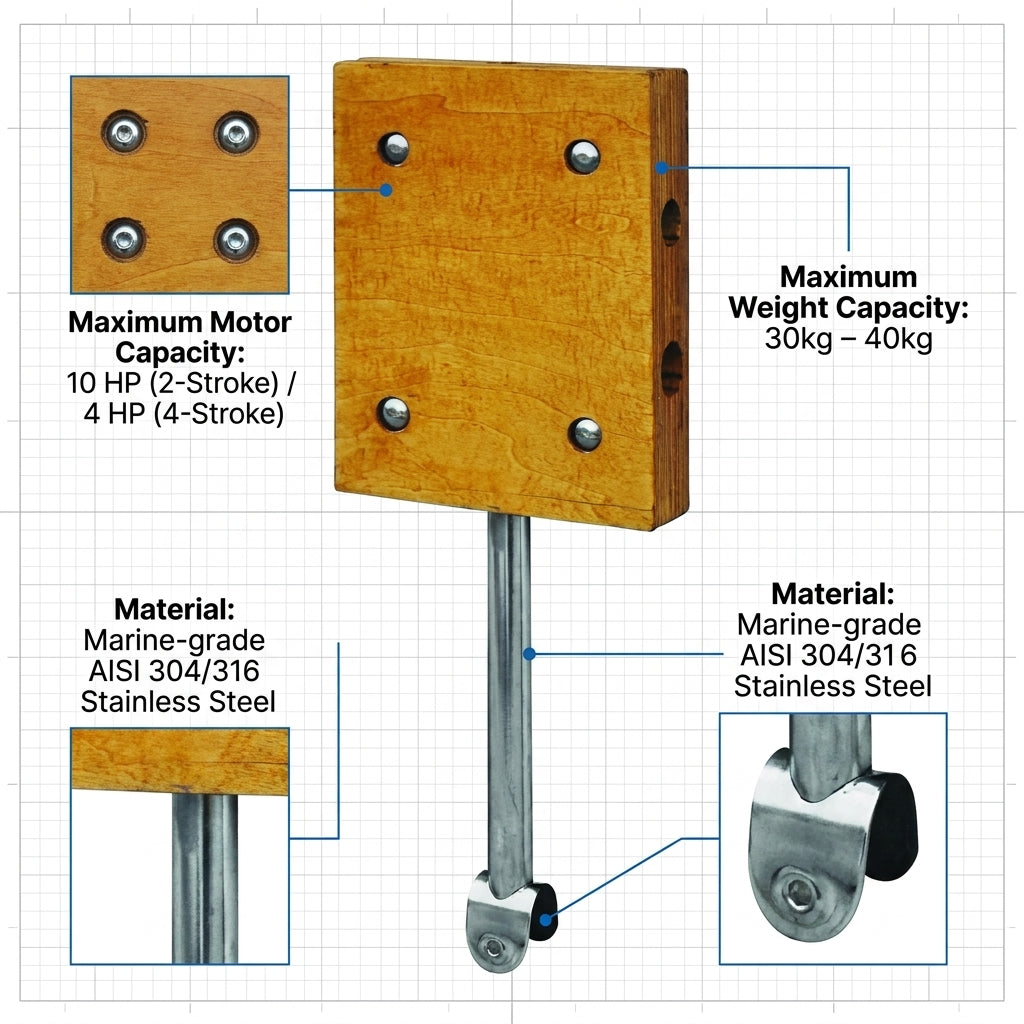 Fixed Motor Bracket Wood for 22–25 mm Pipe | 4Boats