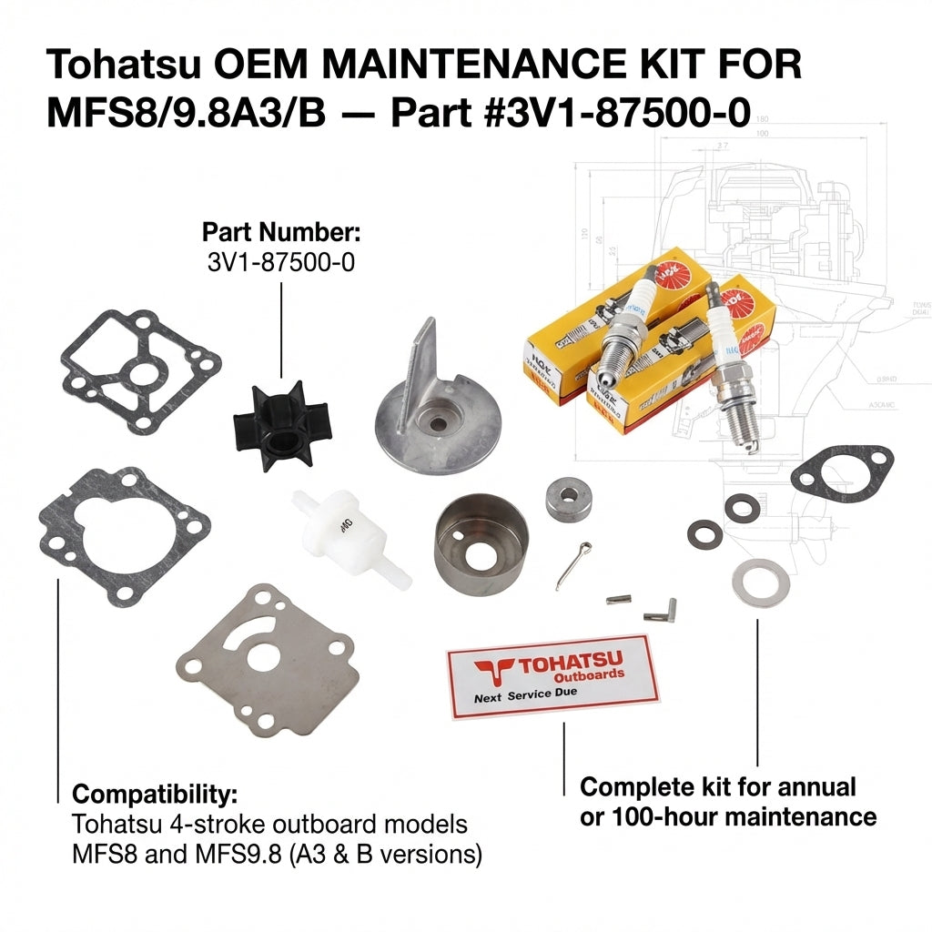 Tohatsu 3V1-87500-0 Maintenance Kit MFS8 MFS9.8 A3 B 4-Stroke Outboard Service