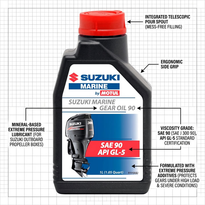 Suzuki Marine Gear Oil SAE 90 GL-5 1L Outboard Gearbox Lube High Performance