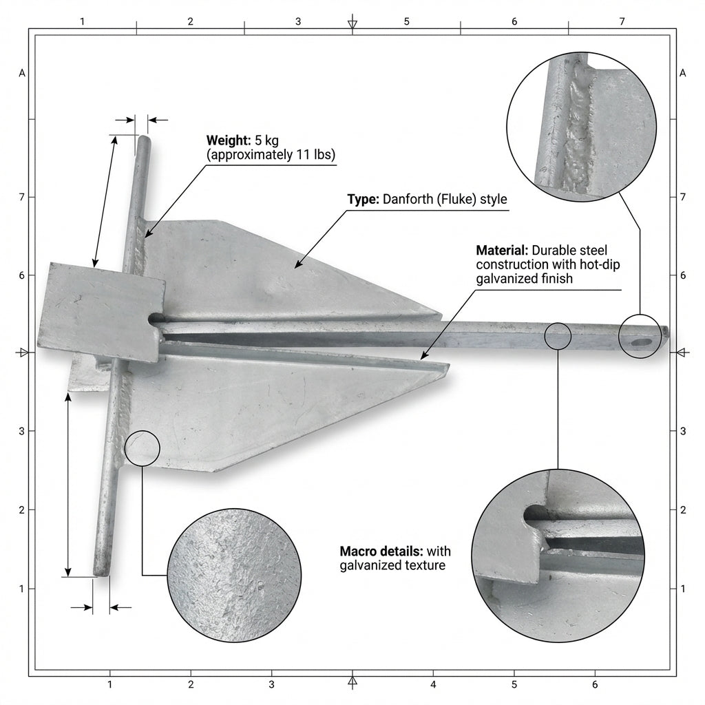 Anchor hot-dip galvanised Danforth 5 kg | 4Boats
