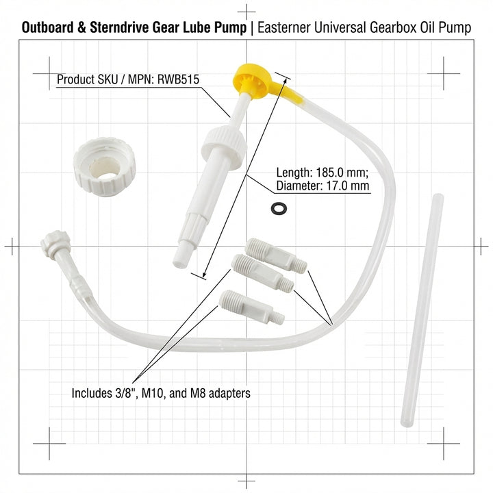 Easterner Universal Gear Lube Pump Outboard Sterndrive Oil Change Tool Kit