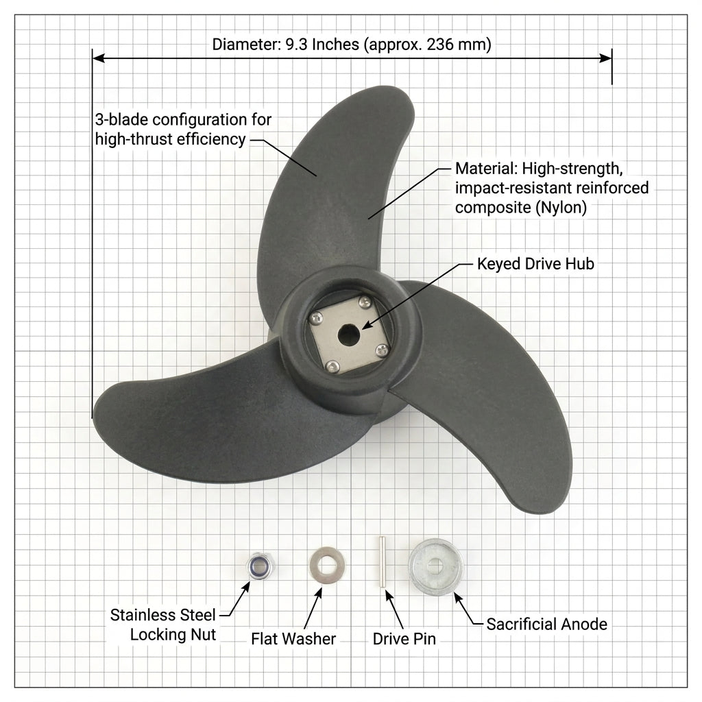 Spare Part Protruar Outboard 3‑Blade Propeller 23.6 cm (9.3 in)