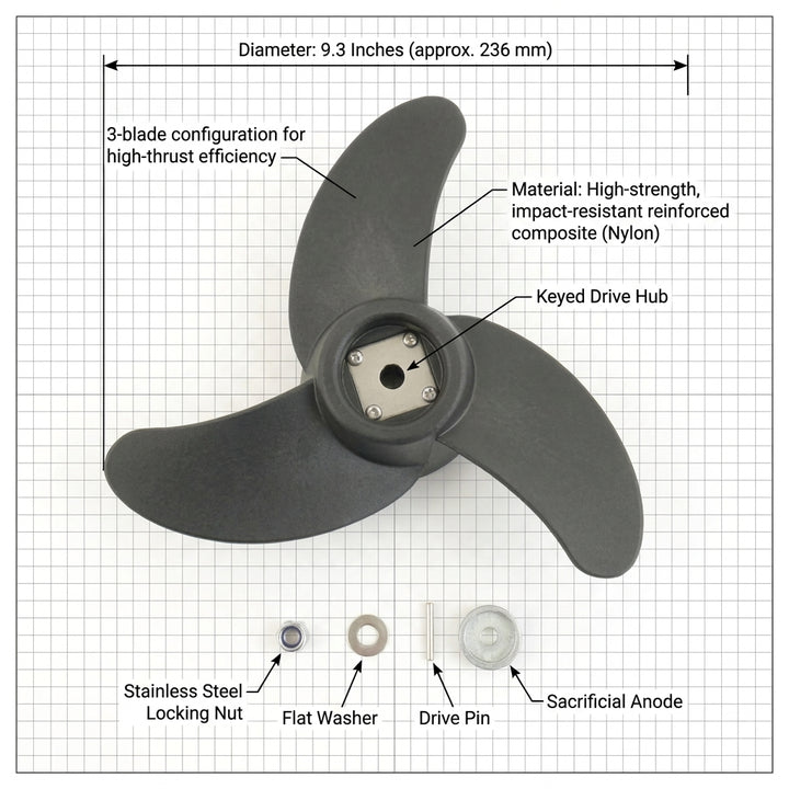 Spare Part Protruar Outboard 3‑Blade Propeller 23.6 cm (9.3 in)