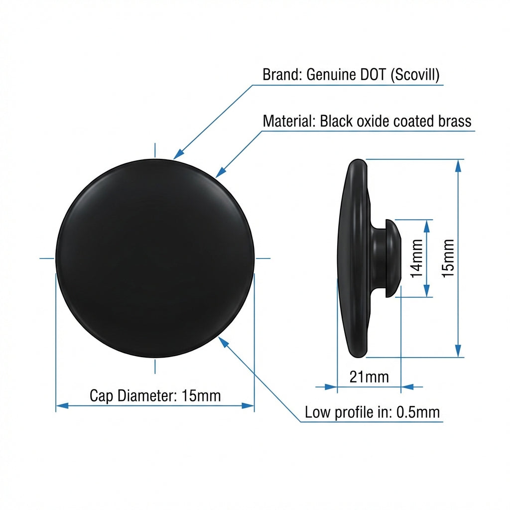 Durable DOT military black snap fastener CAP
