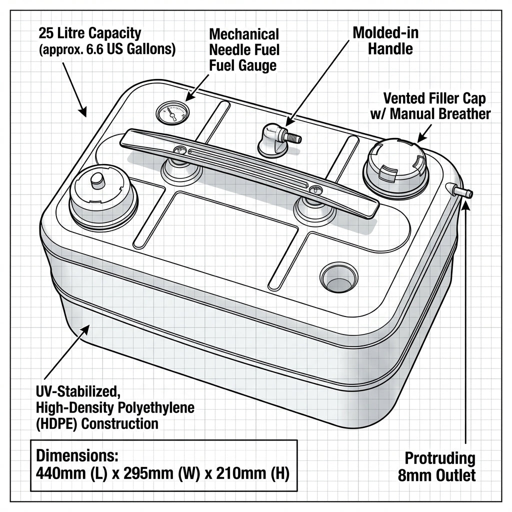 Fuel Portable 25 L Fuel Tank with Gauge & Filter | 4Boats