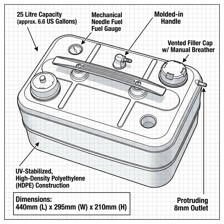 Fuel Portable 25 L Fuel Tank with Gauge & Filter | 4Boats