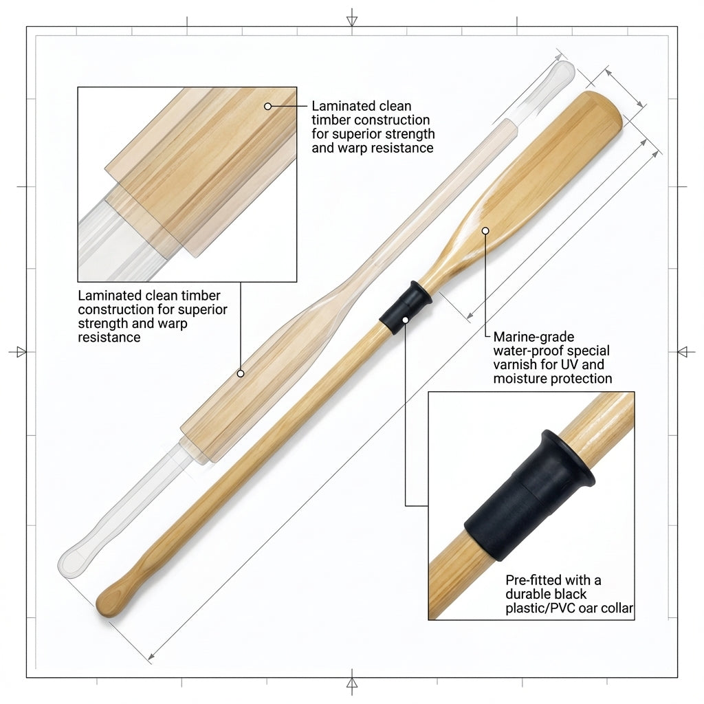 Lahnakoski Seagrade Laminated Wooden Oars with Collar - Marine Dinghy Rowboat