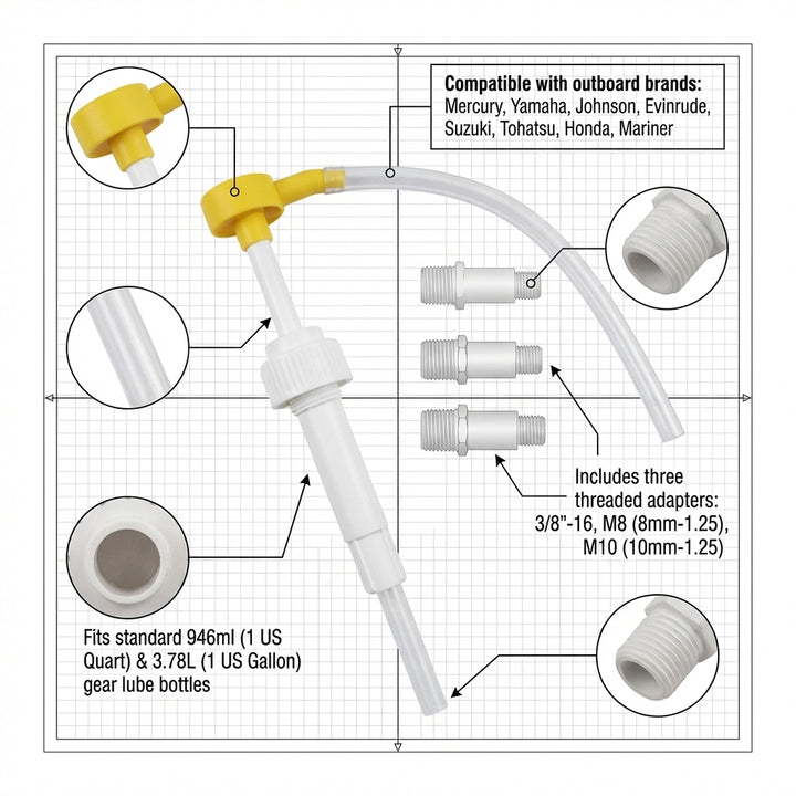 1L WestWay GEAR OIL CHANGE KIT INCL FILLING PUMP FOR YAMAHA OUTBOARD