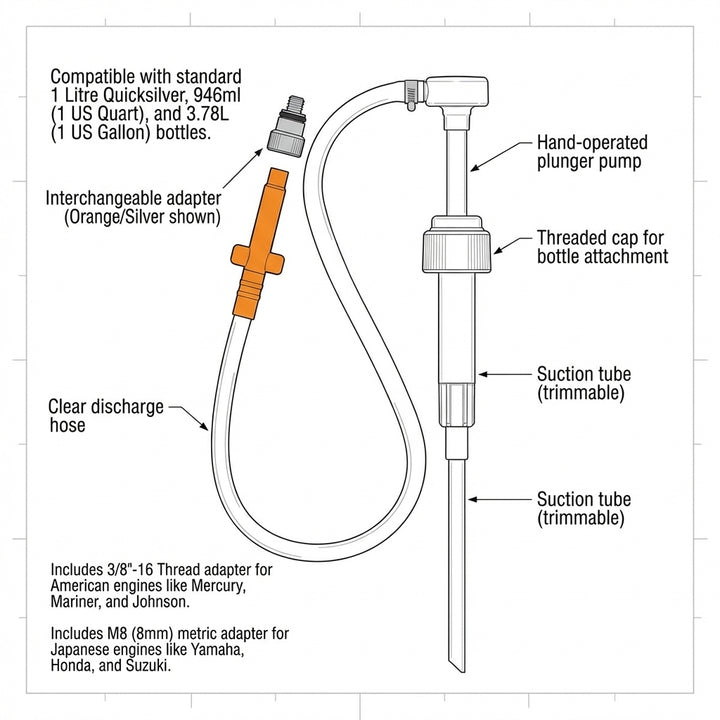 Outboard Gearbox Lube Oil Pump Universal Kit + Adapters Yamaha Honda Tohatsu