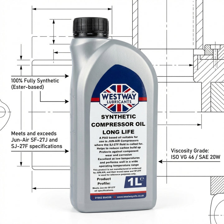 Synthetic Compressor Oil for Jun-Air SJ-27F Replacement 1L SJ27F 4062100