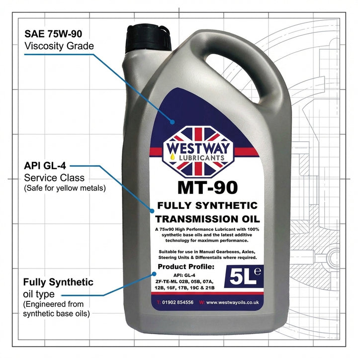 MT-90 75W90 GL-4 Fully Synthetic Gear Oil 5L - Manual Transmission & Diff Fluid