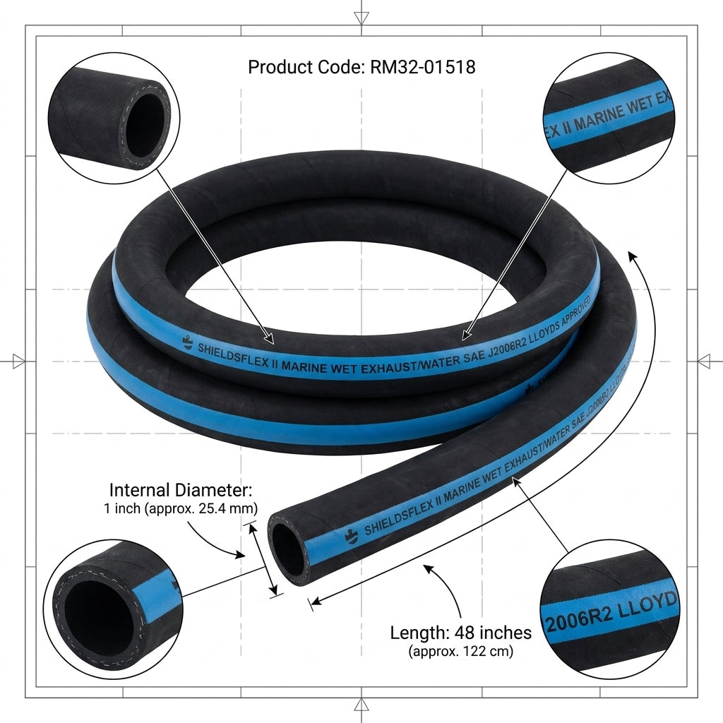 Cooling Water Hose for Mercruiser V6 & V8 Engines