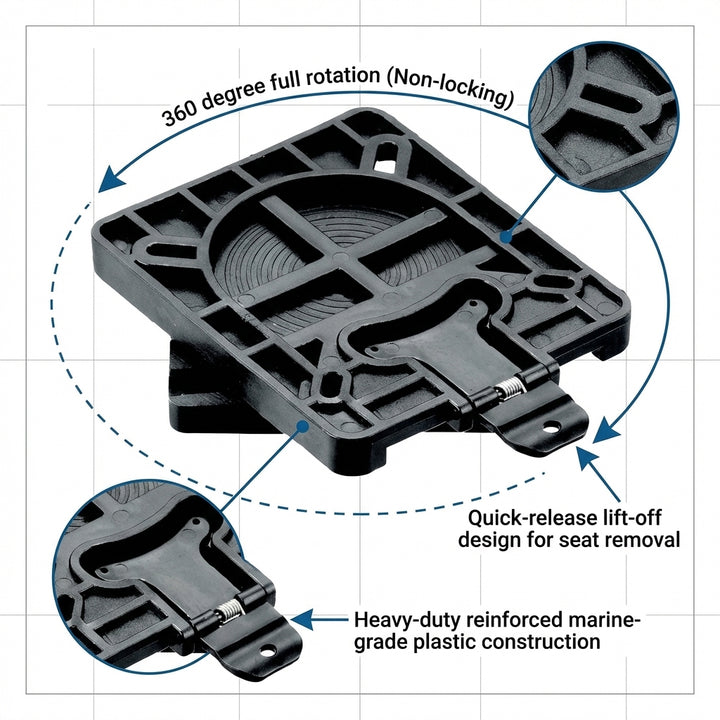 Talamex Swivel Seat Removable Base - 360° Rotation | 4Boats