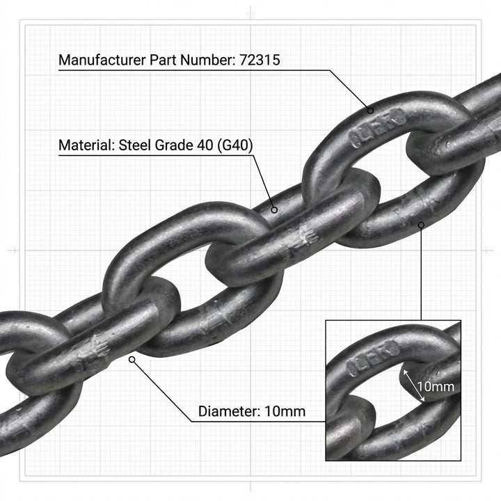 Lofrans 10mm ISO 4565 Galvanized Anchor Chain G40 Calibrated Marine  100M