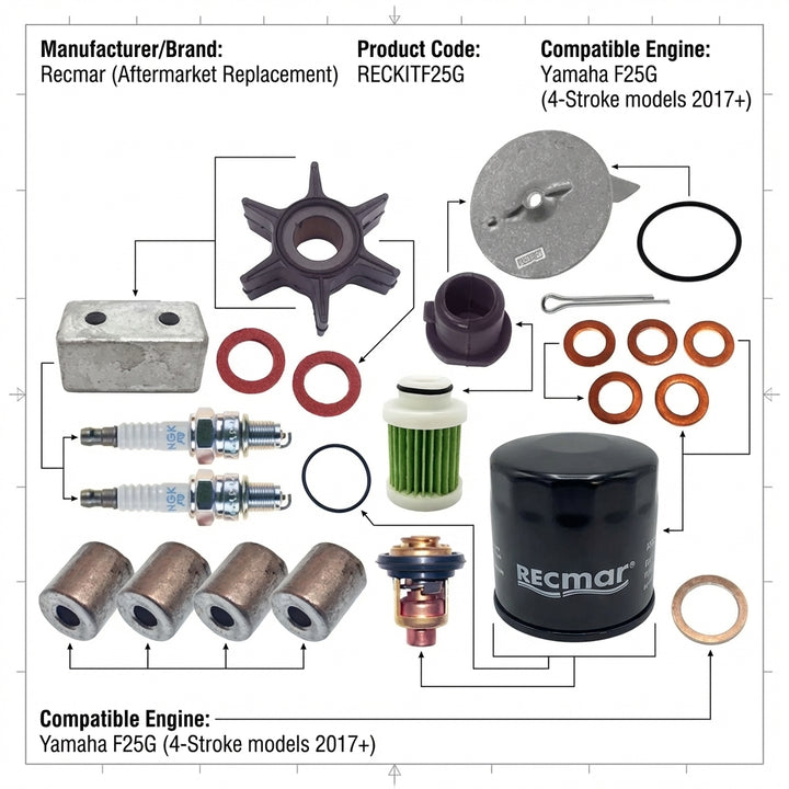Yamaha F25G 2017+ Outboard Service Maintenance Kit