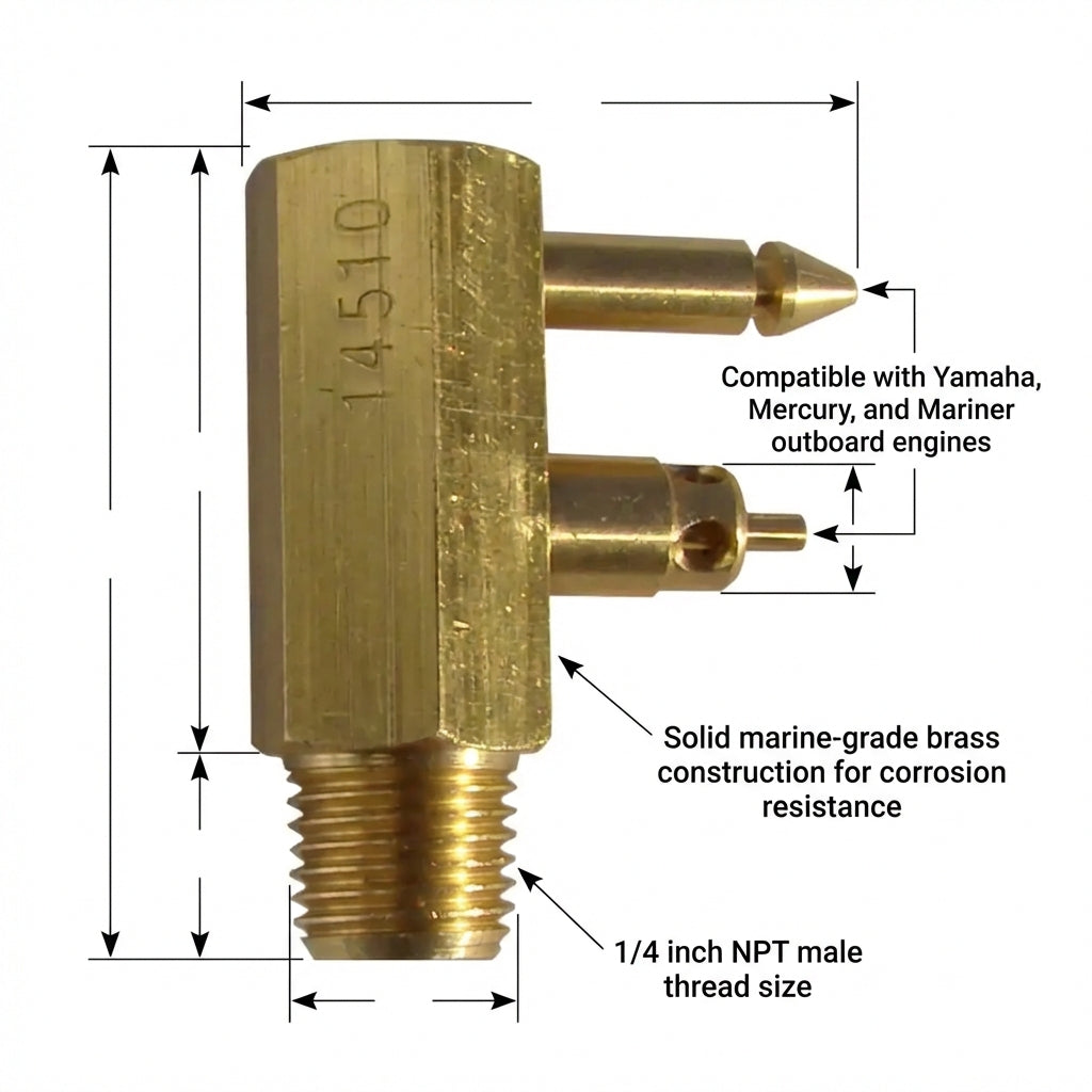 Brass Outboard Fuel Tank Connector for Yamaha Mercury Mariner 1/4" NPT Male