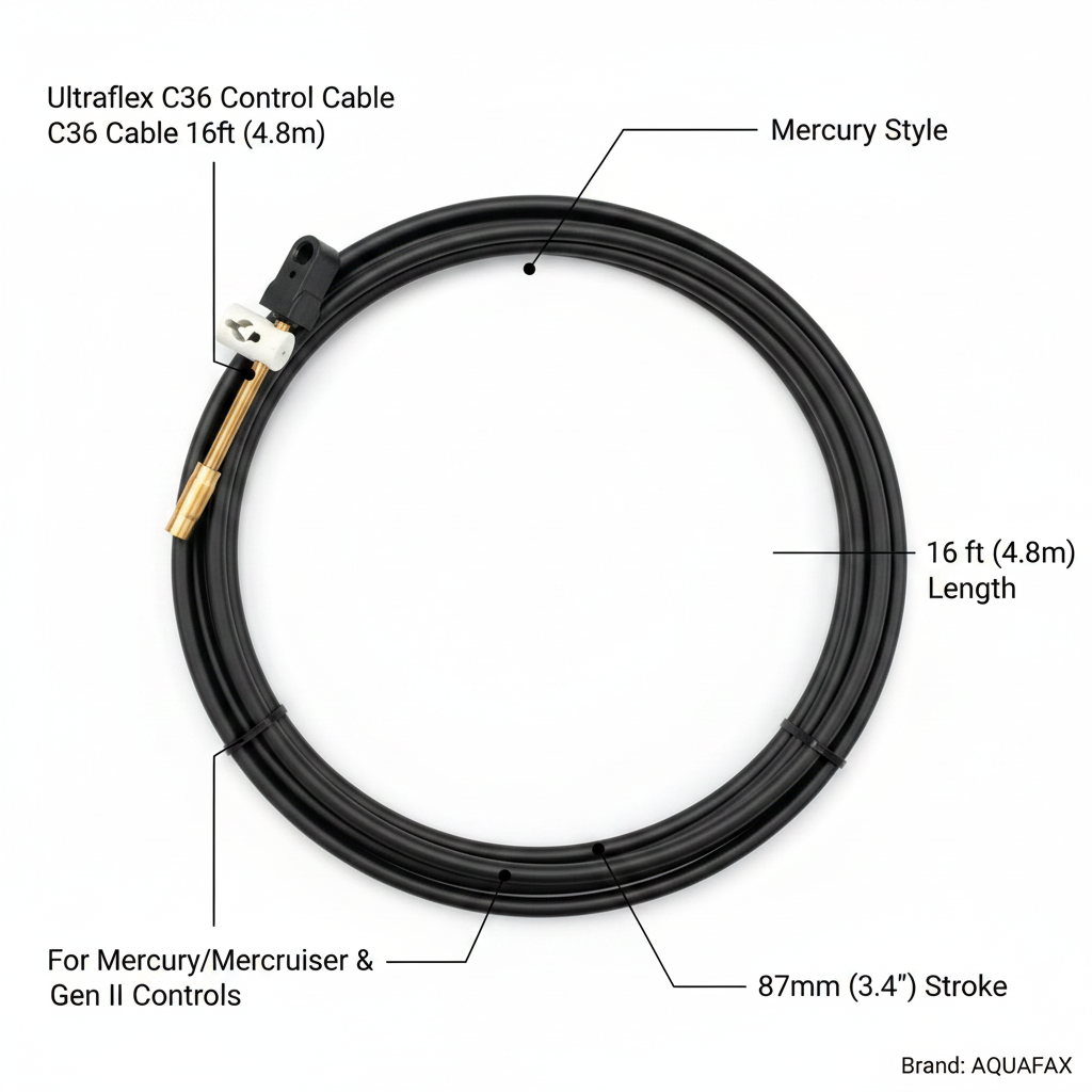 Ultraflex Mercury Style Control C36 Cable 16ft (4.8m) - UK Stock image 1