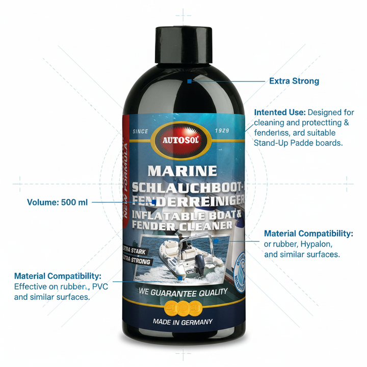 Autosol Marine Inflatable Boat & Fender Cleaner 500ml - For PVC Hypalon RIB - Technical specification image 2