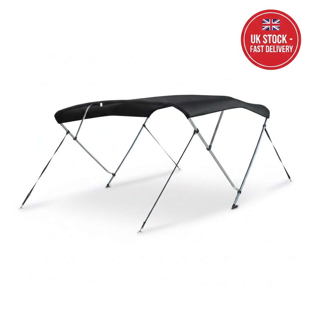 Talamex Bimini Deluxe 3‑Bow Top, Black (183×200–213×117 cm) | 4Boats - UK Stock image 1