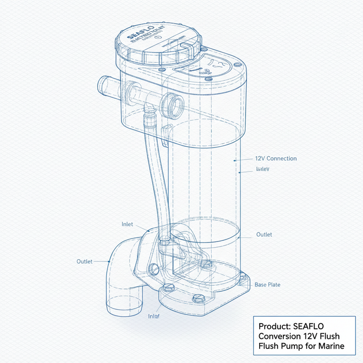SEAFLO Electric Conversion 12V Flush Pump for Marine - Technical specification image 2
