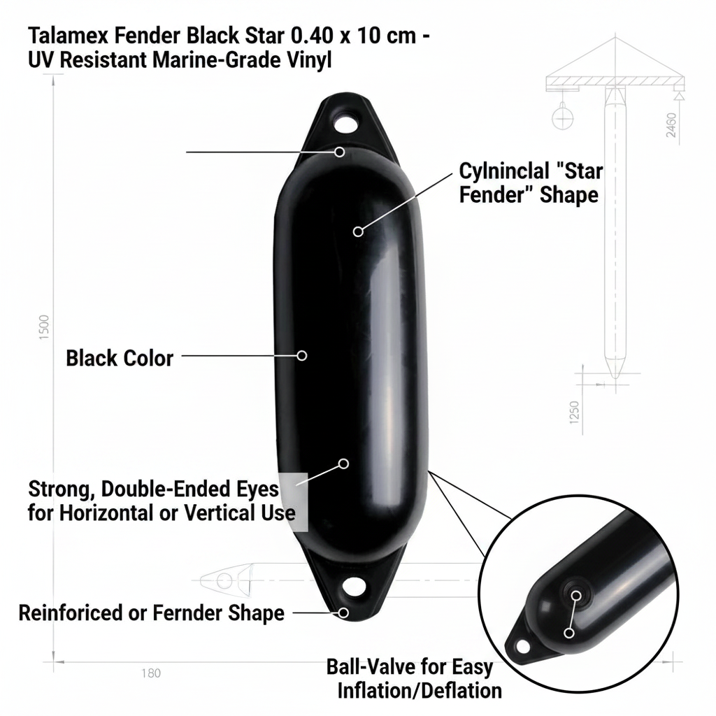 Talamex Fender Fender Fender Black Star 40 × 10 cm | 4Boats - Technical specification image 3