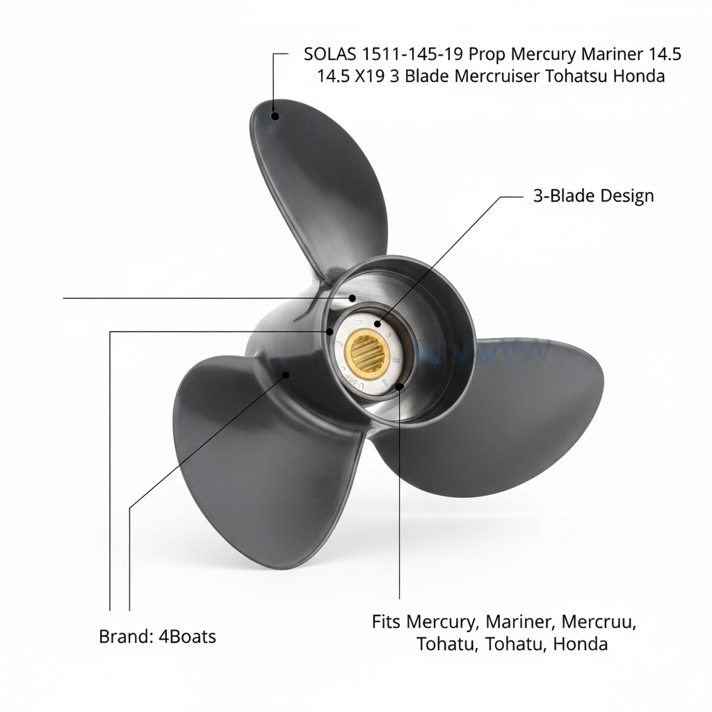 SOLAS 1511-145-19 Prop Mercury Mariner 14.5 X19 3 Blade Mercruiser Tohatsu Honda - Technical specification image 2