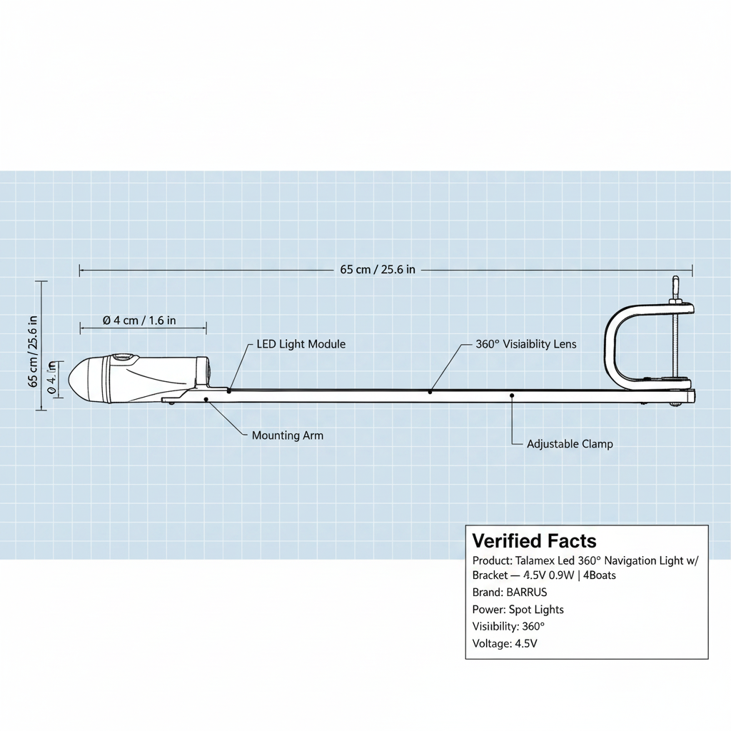 Talamex Led 360° Navigation Light w/ Bracket — 4.5V 0.9W | 4Boats - Technical specification image 2
