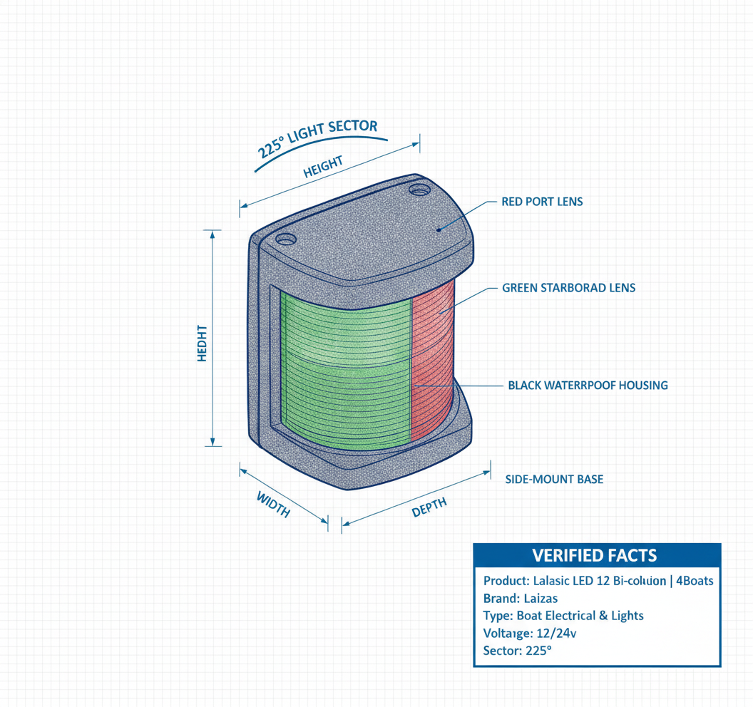 Lalizas Classic LED 12 Bi‑colour Navigation Light 225° | 4Boats - Technical specification image 3