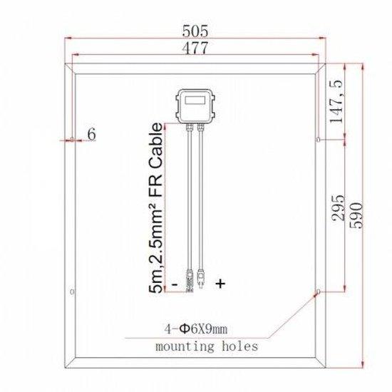 50W 12V solar panel with 5m cable - 4Boats