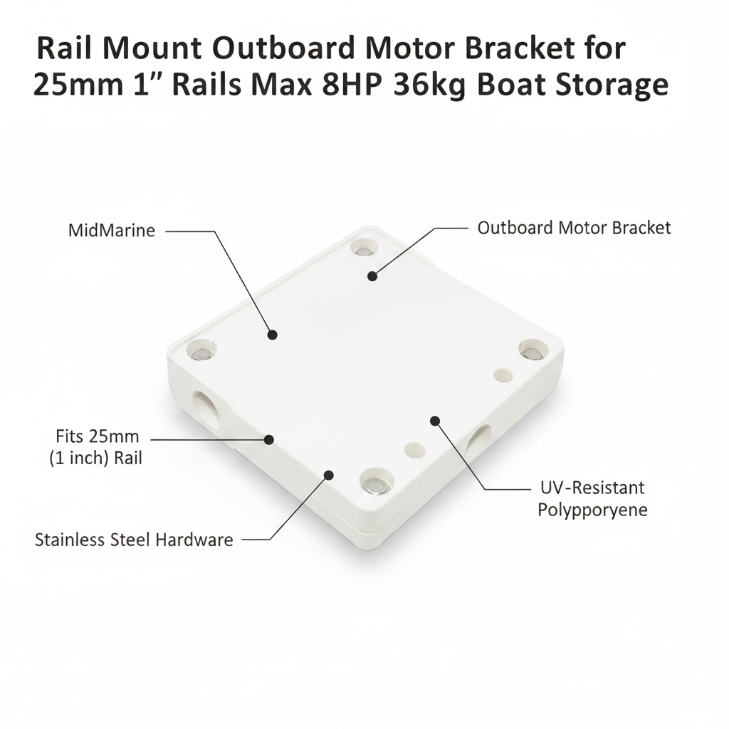 Rail Mount Outboard Motor Bracket for 25mm 1" Rails Max 8HP 36kg Boat Storage - UK Stock image 1