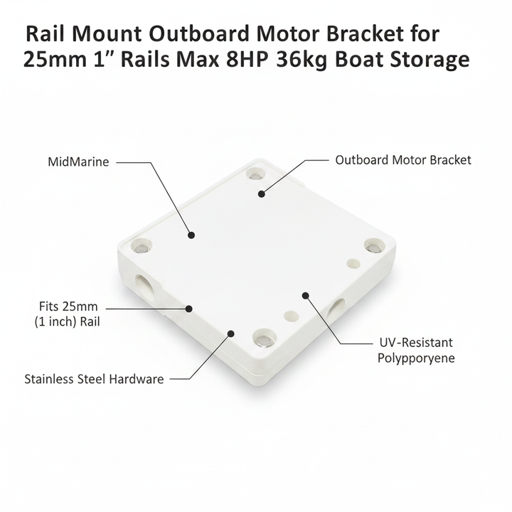 Rail Mount Outboard Motor Bracket for 25mm 1" Rails Max 8HP 36kg Boat Storage - UK Stock image 1