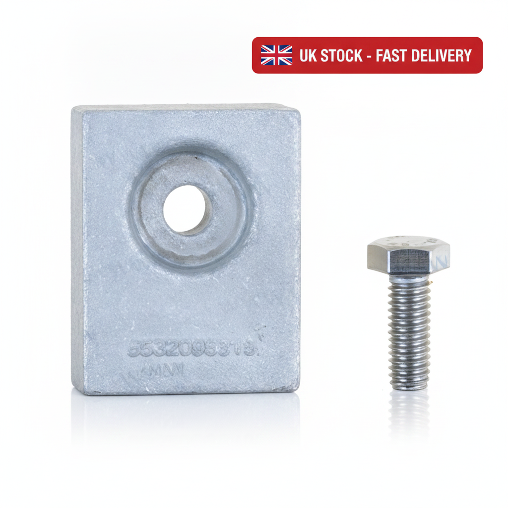 Johnson Evinrude Outboard Zinc Anode 5035786 | Replaces 18-6032 | 30HP 4-Stroke - UK Stock image 1