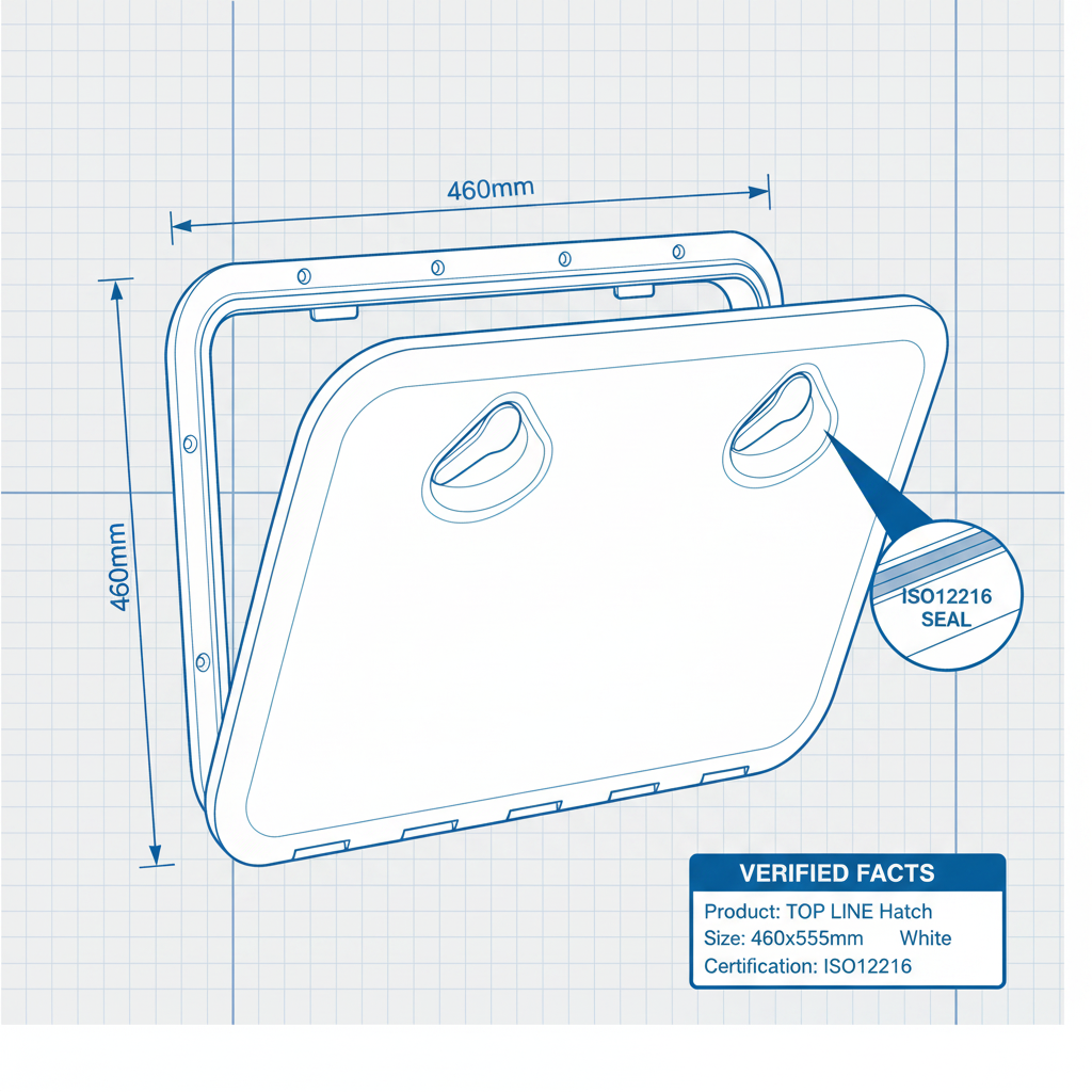 TOP LINE Hatch, White, 460x525mm, ISO12216 - Technical specification image 3